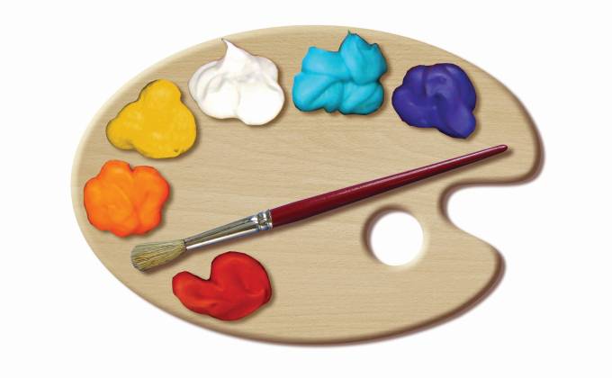 Palette shaped business cards